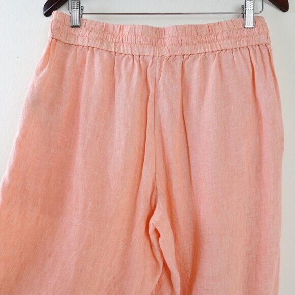 J Crew Size M Linen Woven Wide Leg Seaside Pant Cropped Ankle Coral Orange - Picture 6 of 10
